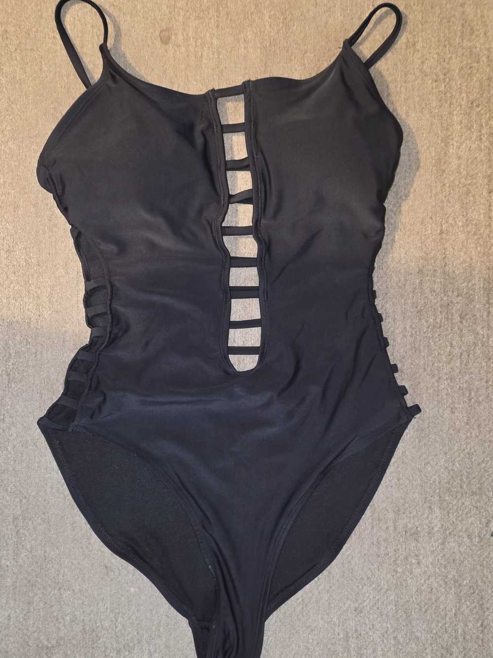 Women’s Black Strappy Cutout One-Piece Swimsuit